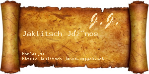 Jaklitsch János névjegykártya